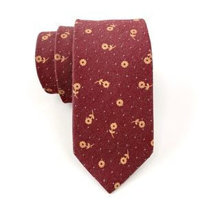 Men's Maroon Retro Floral Slim Necktie